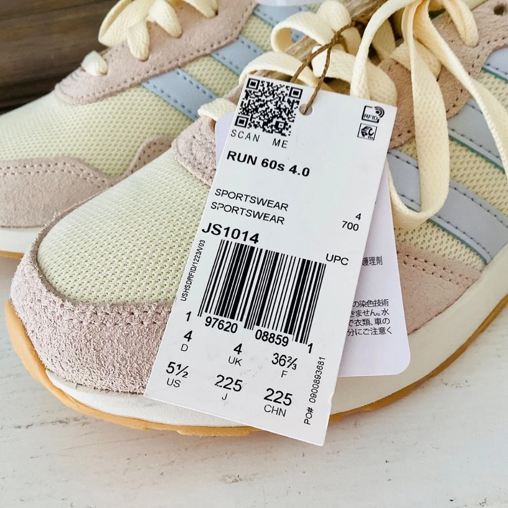 Adidas Run 60s 4.0 sneakers Wonder White Ice Purple Alumina Women’s Size 5.5 NWT - Picture 5 of 12